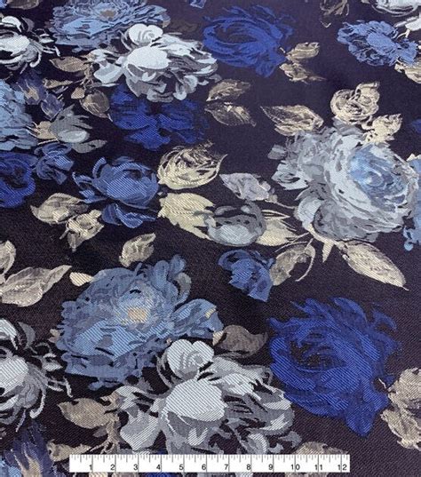 jacquard fabric blue silver metallic floral site joann.com|Blue Vintage Pastel Floral Jacquard Fabric by Joann.